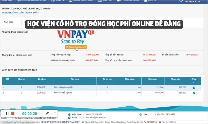 Cách đóng học phí Học viện Báo chí và Tuyên truyền