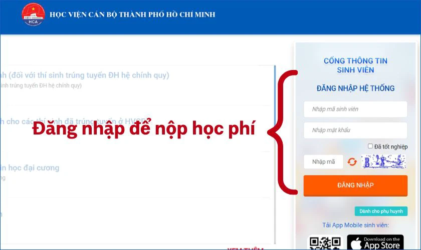 Cách đóng Học viện Cán bộ Thành phố Hồ Chí Minh học phí