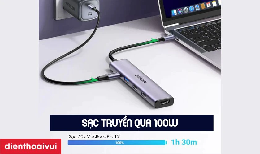Hỗ trợ sạc nhanh Power Delivery 100W