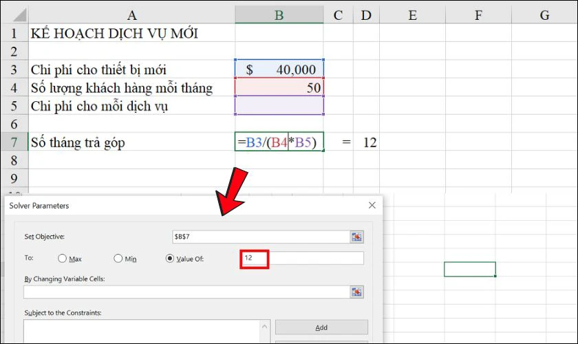 Hướng dẫn sử dụng Solver trong Excel