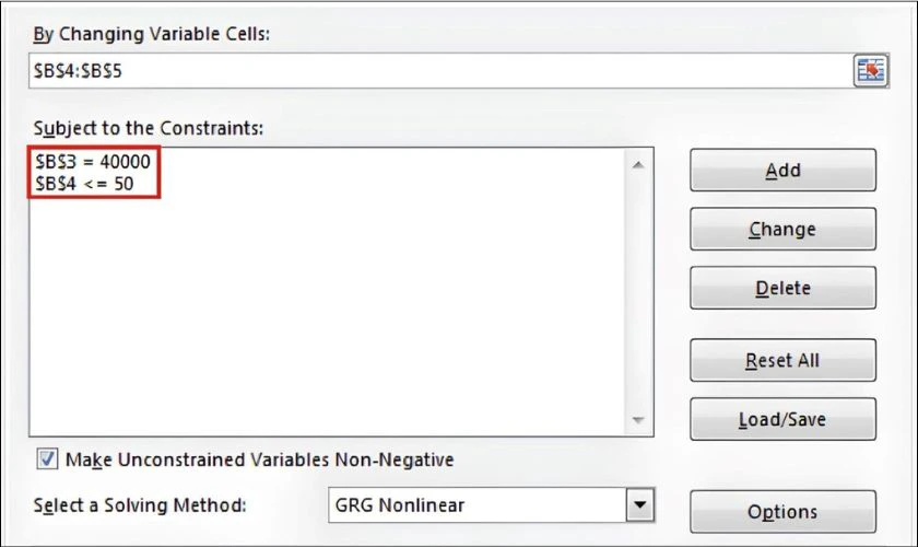 Giải quyết bài toán chi phí bằng Solver trong Excel