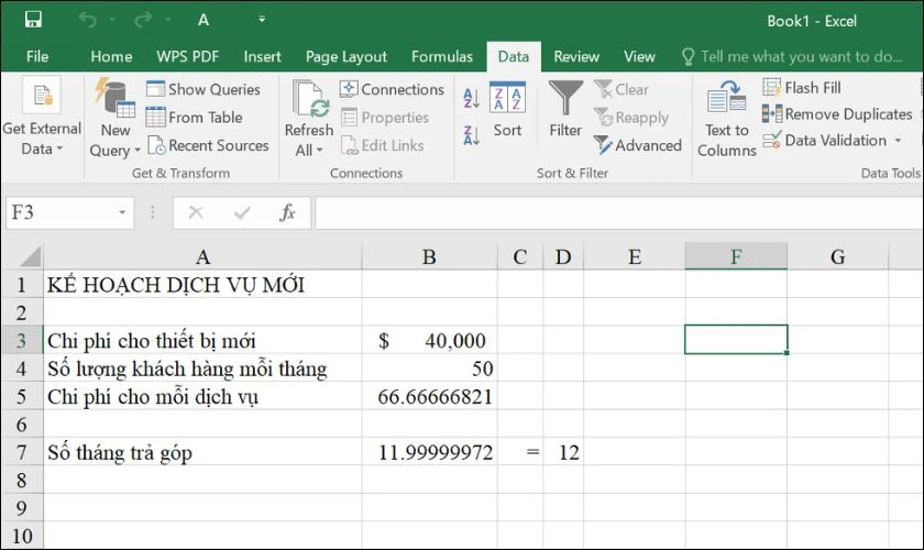 Kết quả bài toán chi phí được xử lý bằng Solver trong Excel