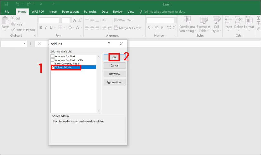 Hướng dẫn thêm Solver trong Excel để sử dụng