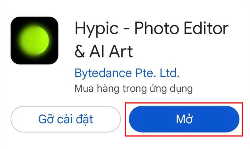 Nhấn Mở để bắt đầu sử dụng ngay lập tức