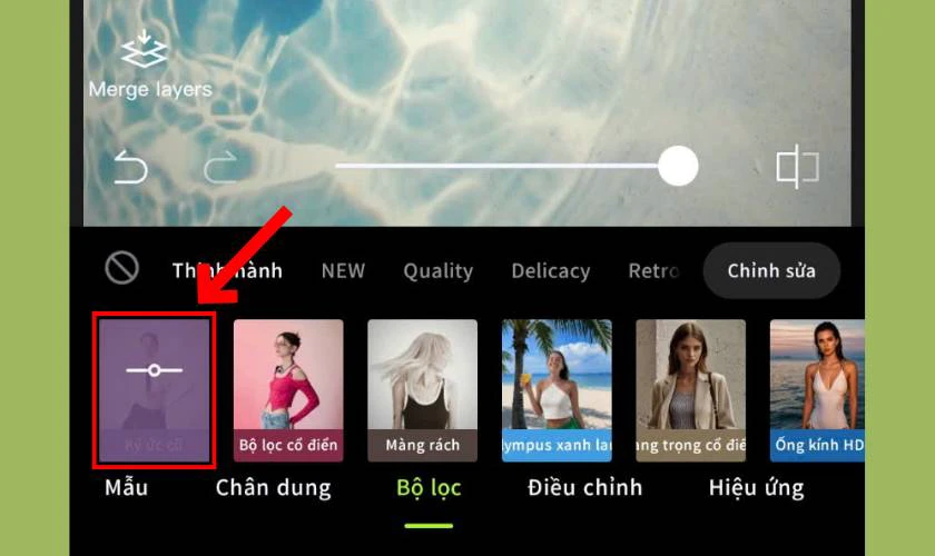 Chọn mục Bộ lọc để thay đổi tông màu