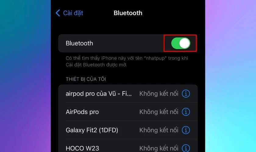 Bạn kéo sai phải để bật Bluetooth