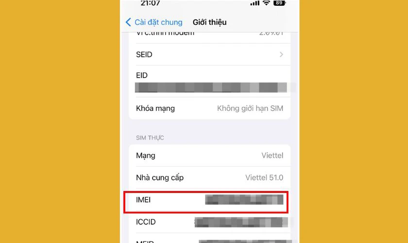 Tìm chọn IMEI để xem
