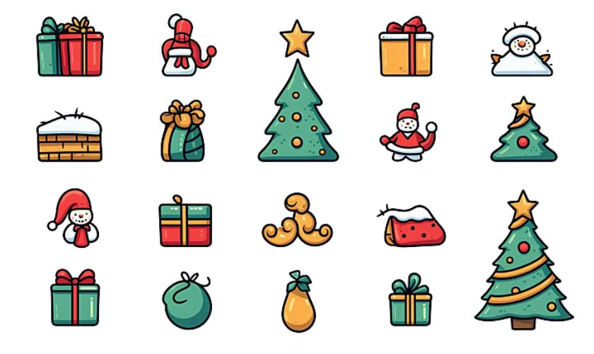 Mẫu icon Giáng sinh dùng trong thiết kế