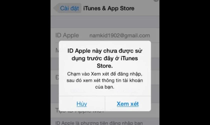 ID Apple này chưa được sử dụng trước đây ở iTunes Store là sao?