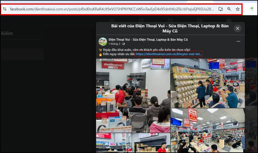 Sao chép toàn bộ URL trên thanh địa chỉ trình duyệt