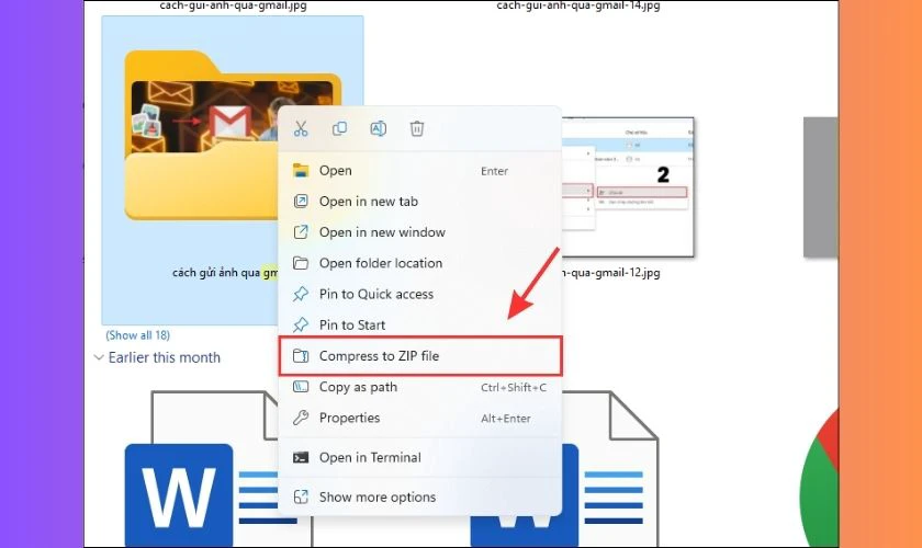 Nhấn chọn Compress to ZIP file