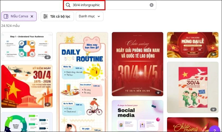 Cách làm Infographic 30/4 1/5 đơn giản với Canva