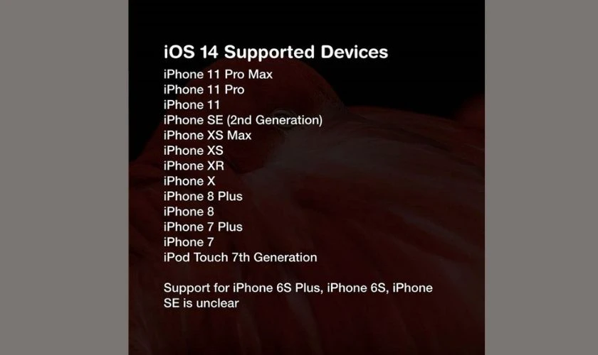 Danh sách các iPhone hỗ trợ iOS 14.8