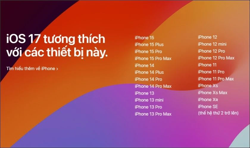Các dòng iPhone hỗ trợ iOS 17 nên biết