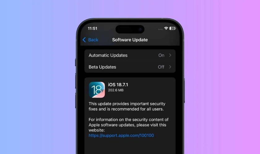 iOS 18.7.1 tăng cường bảo mật