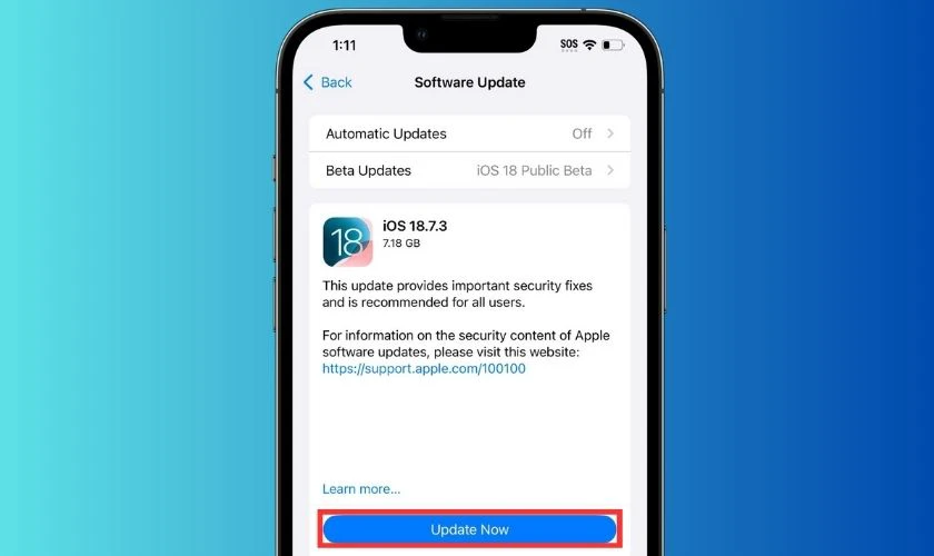 Tải về và cài đặt iOS 18.7.3