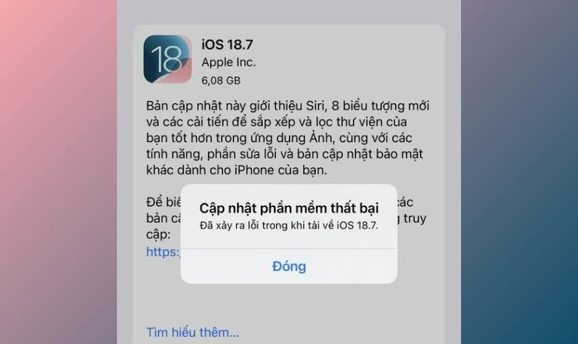 Lỗi iOS 18.7 thường gặp và cách khắc phục