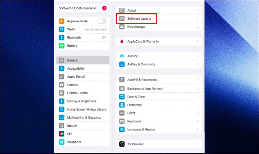 Chọn vào Cập nhật phần mềm