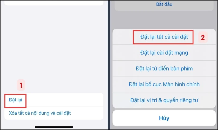 Đặt lại tất cả cài đặt