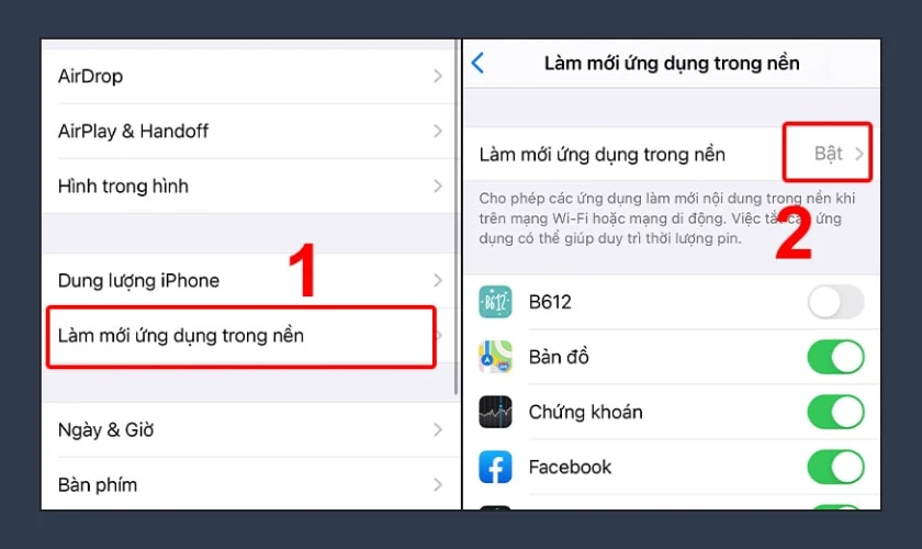 Tắt làm mới ứng dụng trong nền trên iPhone