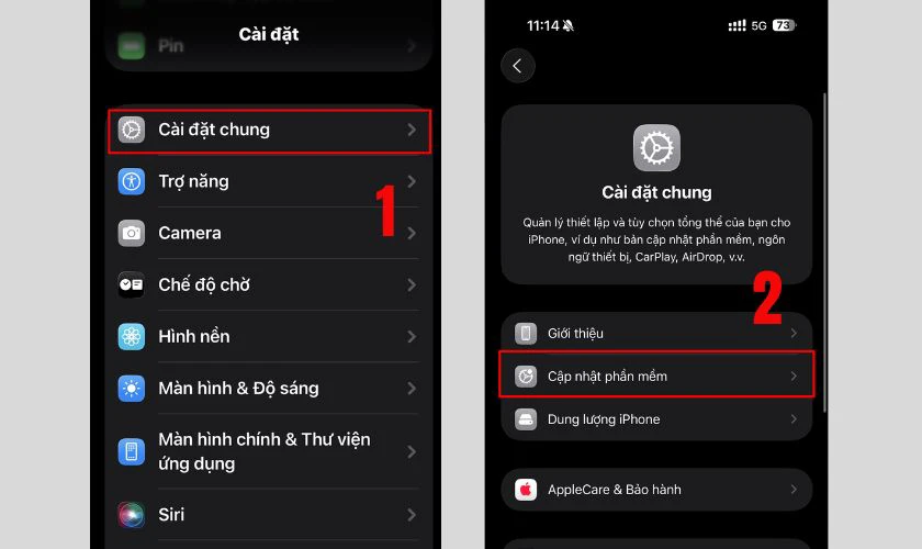 Truy cập vào ứng dụng Cài đặt phần mềm