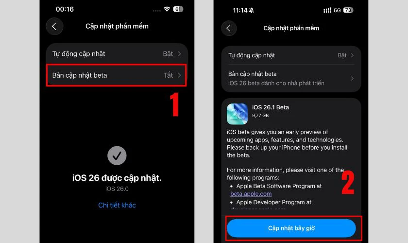 Cập nhật iOS 26.1 Beta 2