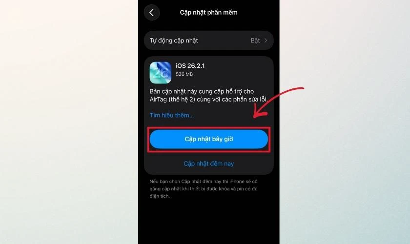 Cách Cập Nhật Ios 26.2.1 Trên Iphone