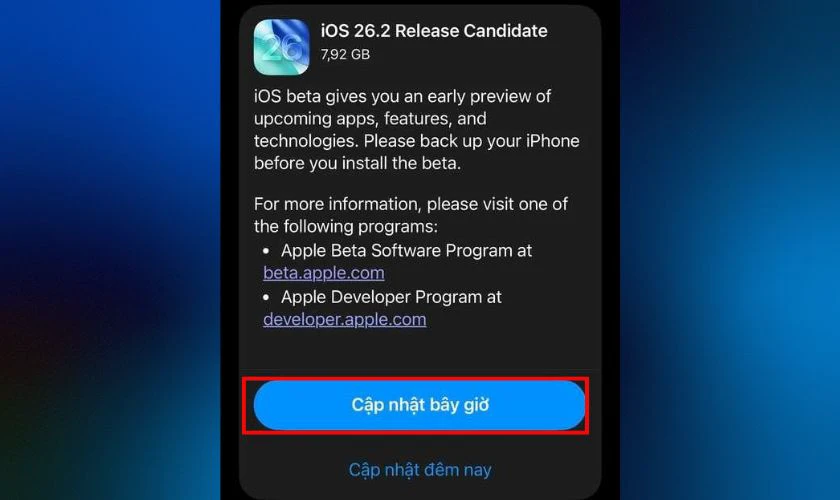 Cách cập nhật iPadOS 26.2