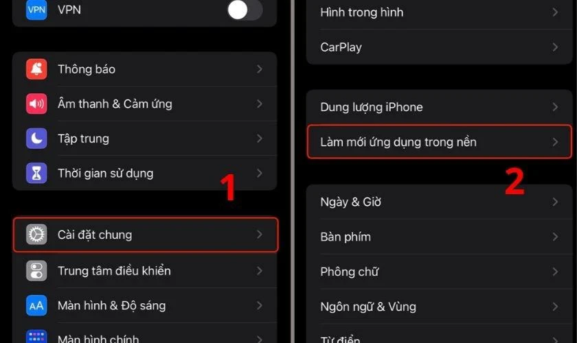 Tắt làm mới ứng dụng trong nền (Background App Refresh)