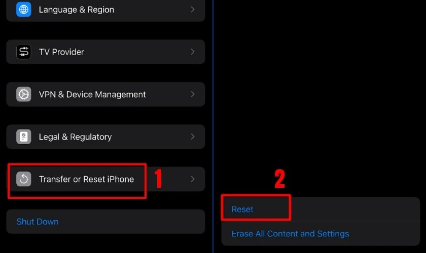 Transfer or Reset iPhone