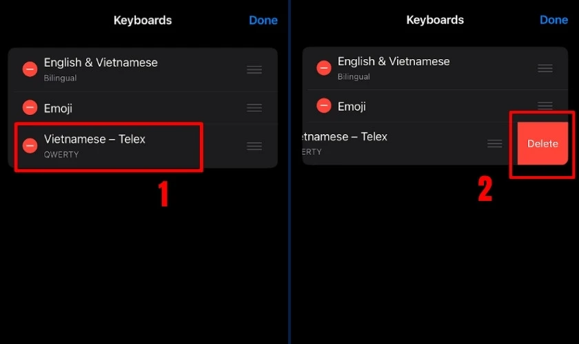 Xóa và thêm lại bàn phím tiếng Việt nhanh