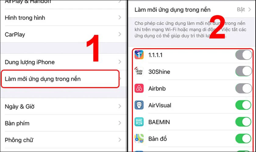 Tắt bớt ứng dụng chạy nền và cập nhật tất cả ứng dụng