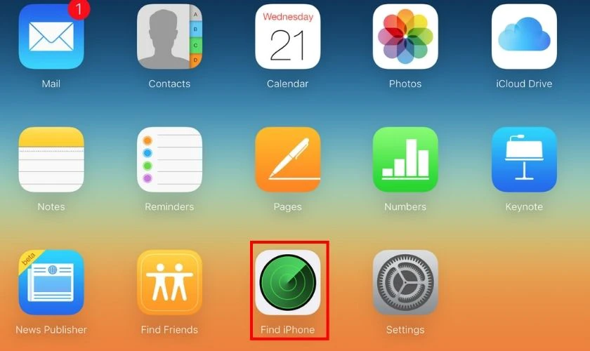 Chọn Find iPhone khi iPad bị vô hiệu hóa để tìm kiếm thiết bị bạn muốn cài đặt lại