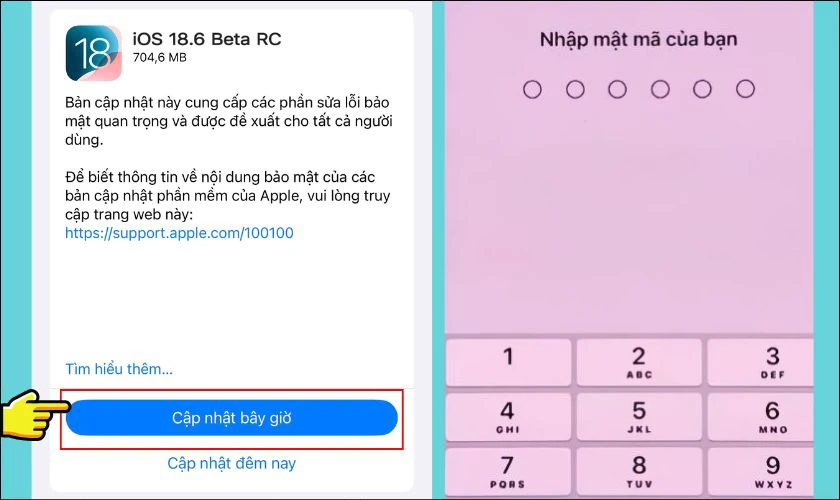 Tải về và cài đặt iOS 18.6 cho iPhone 11