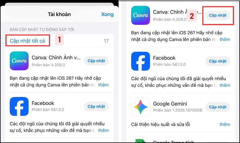 Cập nhật tất cả