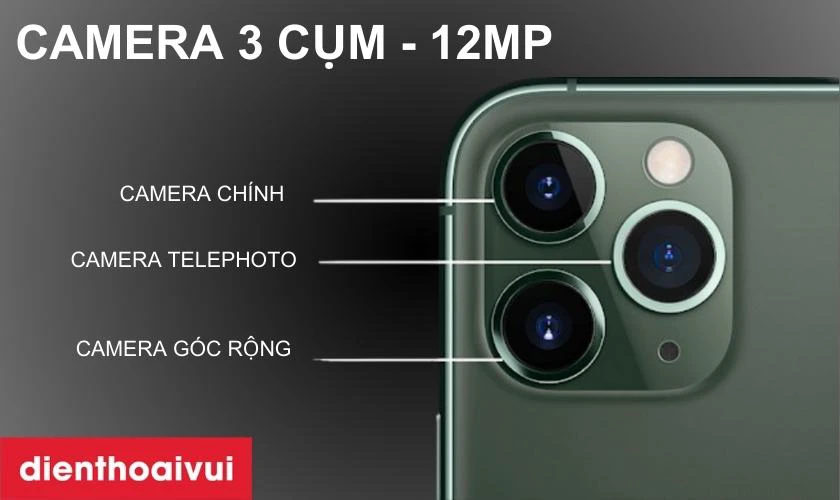 Camera 3 cụm với độ phân giải 12Mp 
