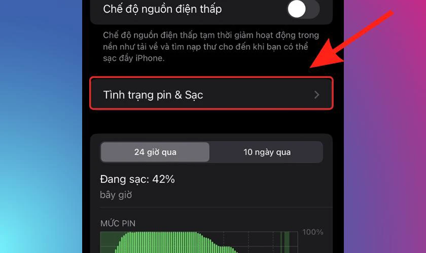 Chọn Tình trạng pin