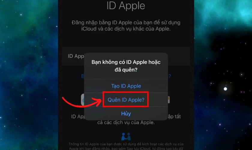 Chọn Quên ID Apple