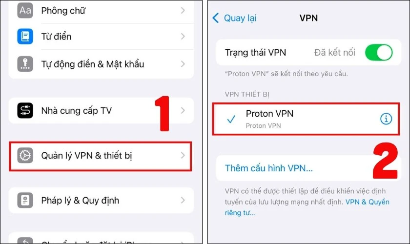 Nhấn vào mục Quản lý VPN & thiết bị