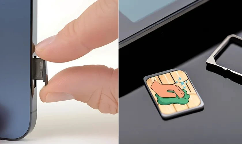 Tháo thẻ SIM và lau khô bằng khăn mềm