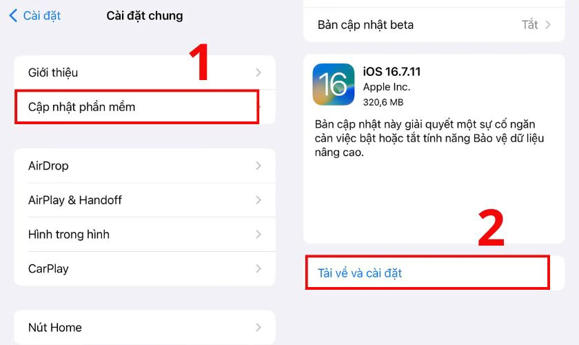Chọn tiếp mục Cập nhật phần mềm