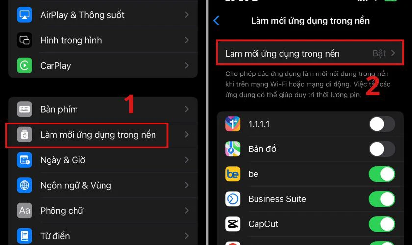 Làm mới ứng dụng nền khi iPhone 12 Pro Max chơi Liên Quân bị lag