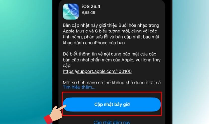 Khi thấy tùy chọn Tải về và cài đặt hoặc Cập nhật bây giờ