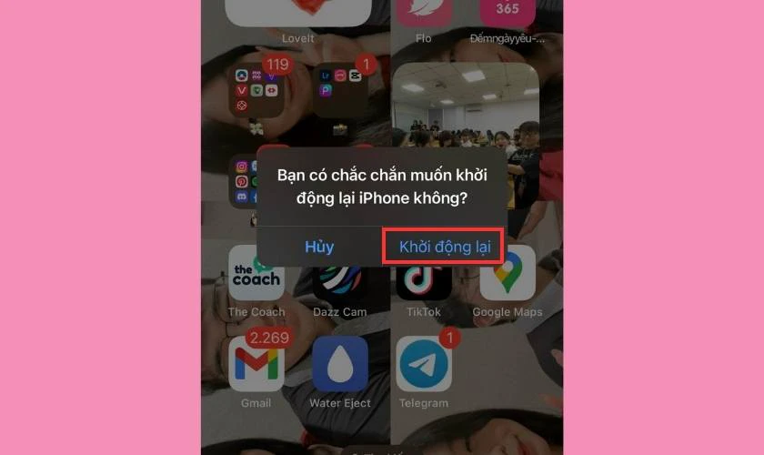 Nhấn vào Khởi động lại