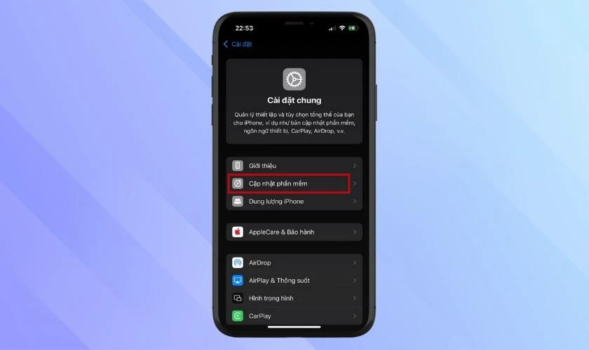 Truy cập Cập nhật phần mềm
