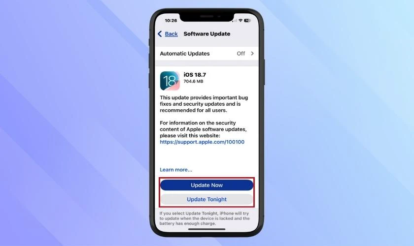 Tải về và Cài đặt iOS 18.7