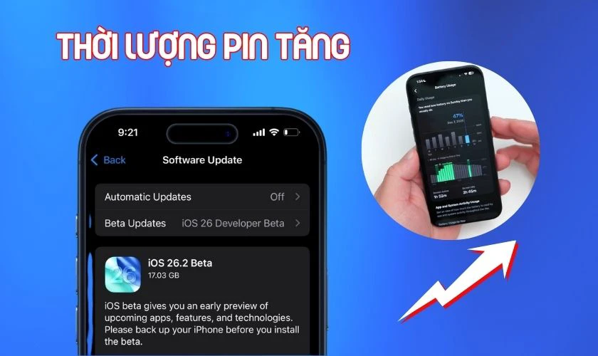 Lợi ích khi iPhone 13 Pro Max nâng cấp lên iOS 26.2 - Pin tăng