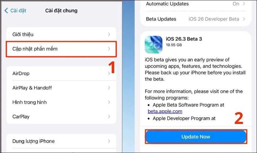 Cách cập nhật iPhone 13 Pro Max lên iOS 26.3