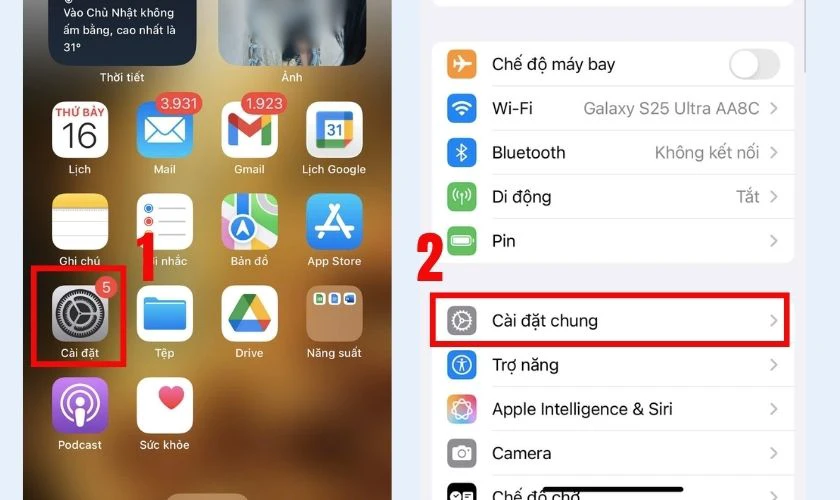 Truy cập Cài đặt trên iPhone