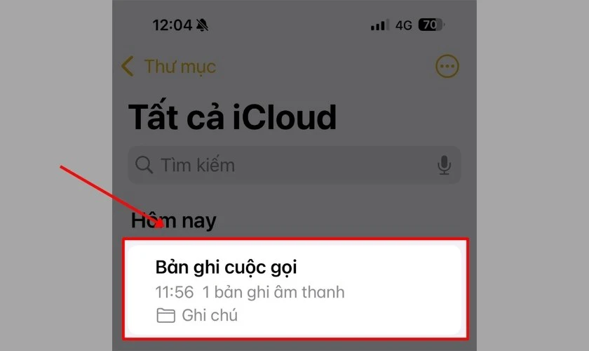 Kết thúc ghi âm, bản ghi sẽ được lưu trong ứng dụng Ghi chú